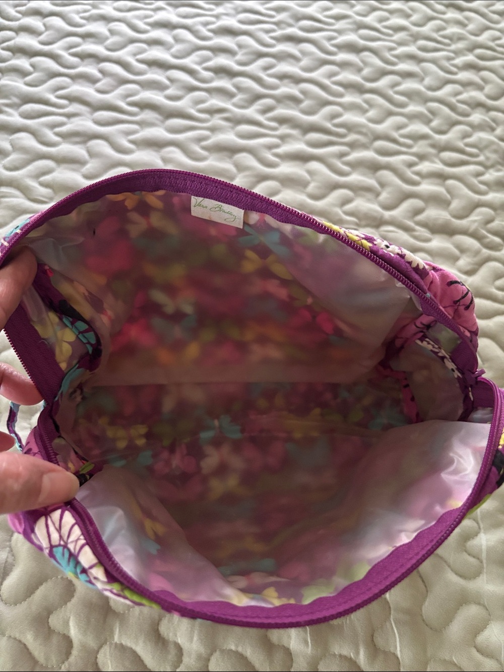 Vera Bradley Retired Flutterby Quilted Floral Lined Cosmetic Pouches Bags 2 - Picture 7 of 14